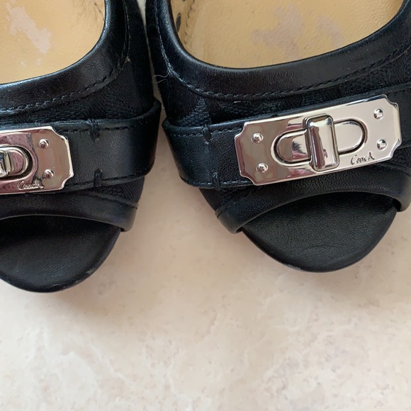 Coach Black Peep Toe Wedge Heel - Picture 8 of 9